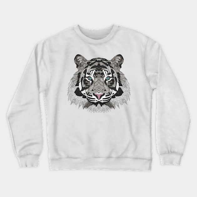 White Tiger Crewneck Sweatshirt by ArtLovePassion